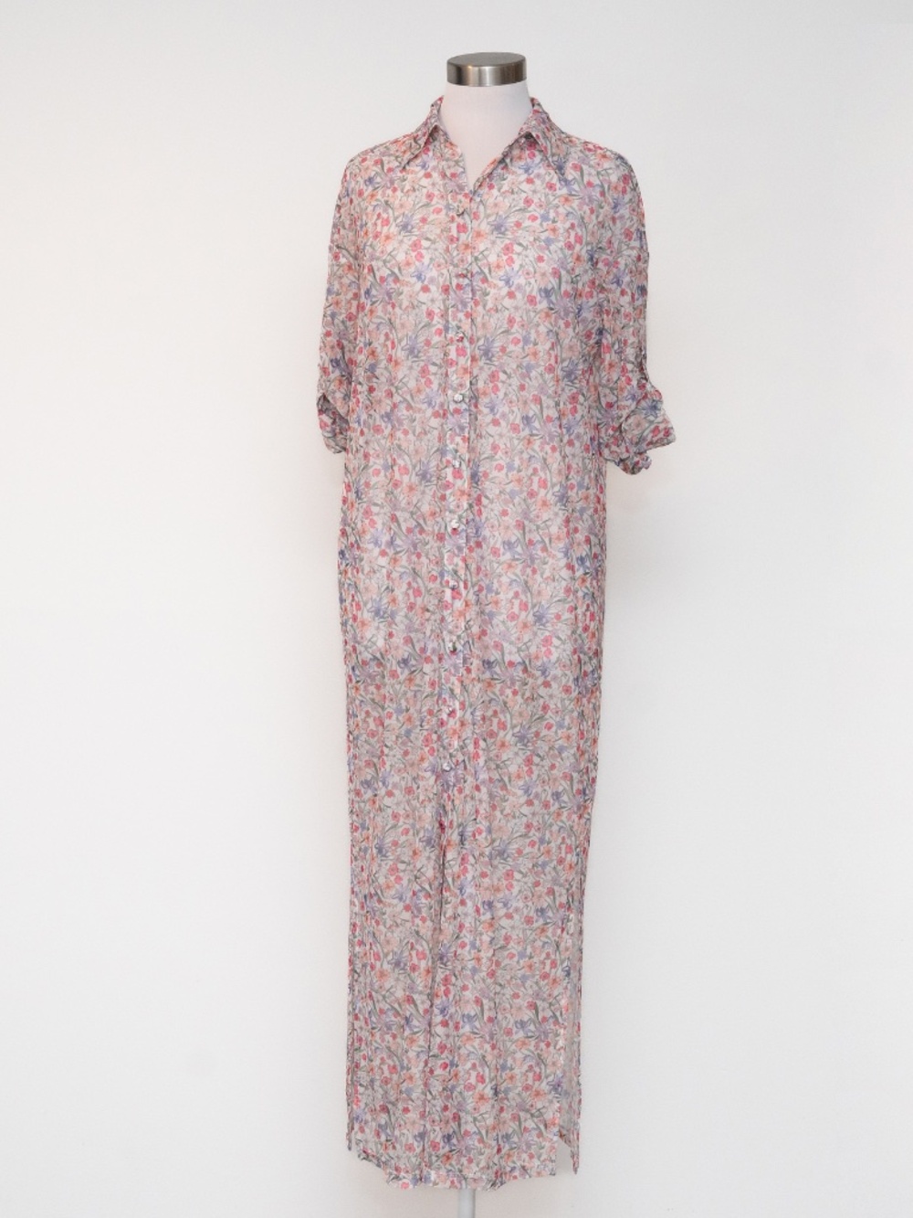 Hutch - Sheer Floral Mesh Shirtdress Cover-Up - Picture 2 of 11